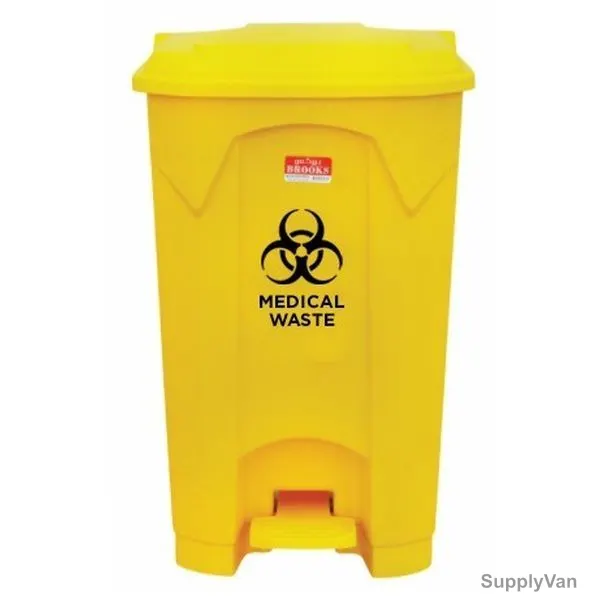 Brooks Medical Waste Bin, BKS-PDL-1189, 50 Ltrs, Yellow