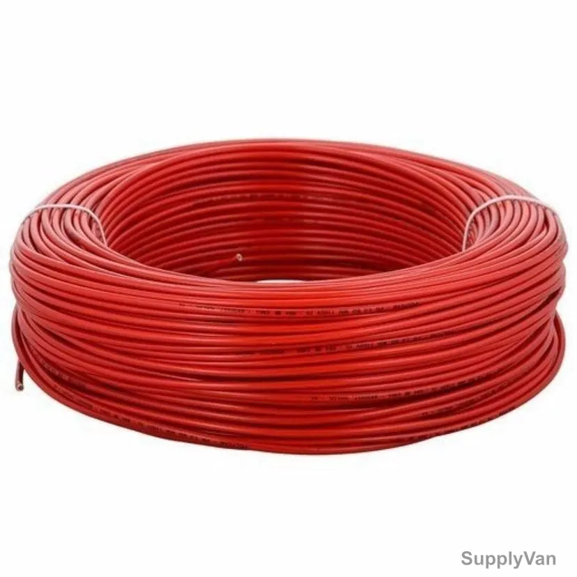 RR Kabel Single Core Flexible Cable, PVC, 10 SQ.MM x 100 Yards Length, Red