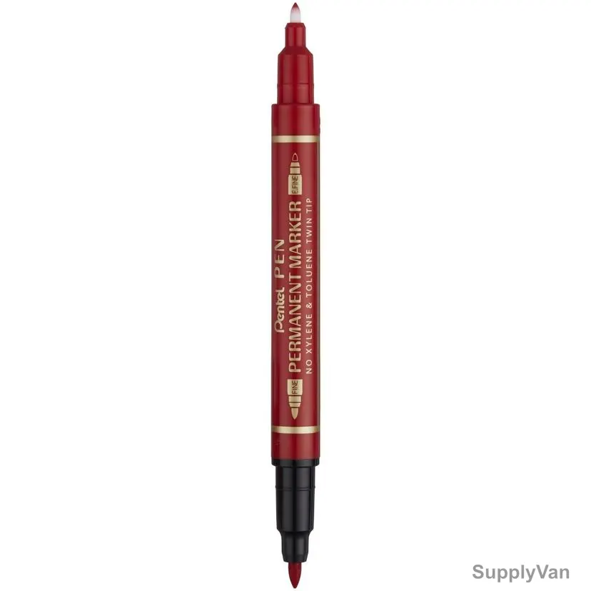 Pentel Twin Tip Marker, PE-N75W-B, Twin-Tip, Red, 12 Pcs/Pack
