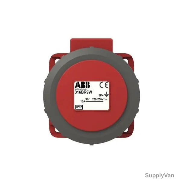 ABB Pin and Sleeve Connector, 316BRA6W, 4 Pole, 16A, Red and Grey — image 1