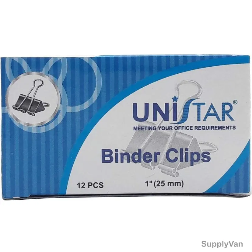 Unistar Binder Clip, 25MM, 12 Pcs/Pack