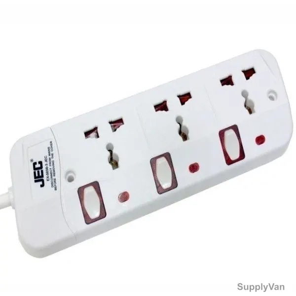JEC 3 Way Extension Socket, EX-5656-3, 3 Mtrs, White