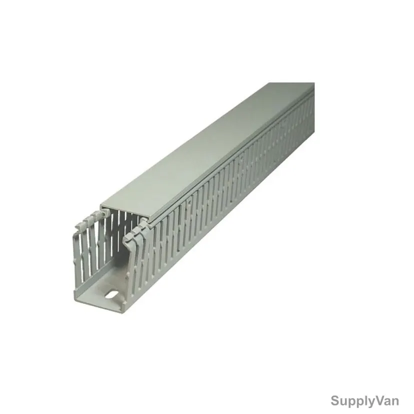 York Slotted Trunking, WHVD7, PVC, 40MM Height x 60MM Width x 2 Mtrs Length, Grey