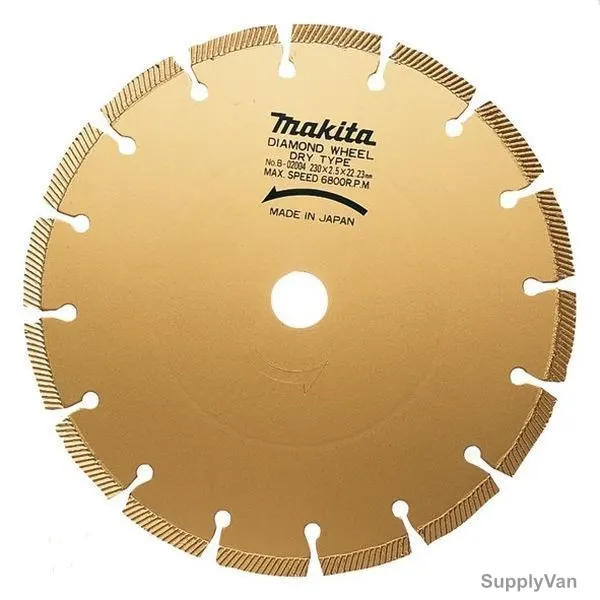 Makita Segmented Wave Diamond Blade, B-02004, Dry, 230MM, Gold
