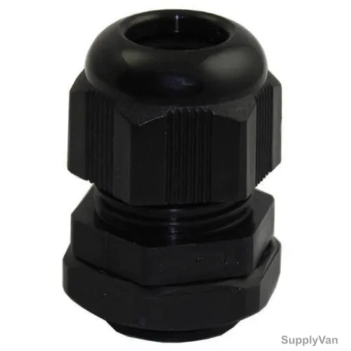 Adaptaflex Cable Gland With Locknut and Washer, 251-BL, M20, 10-14MM Dia, Black