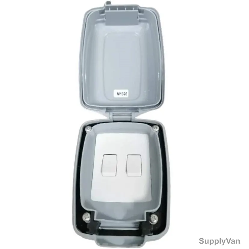 Mk Single Pole Waterproof Electrical Switch, MS86402GRY, Masterseal Plus, Polycarbonate, IP66, 2 Gang, 10A, Grey — image 1