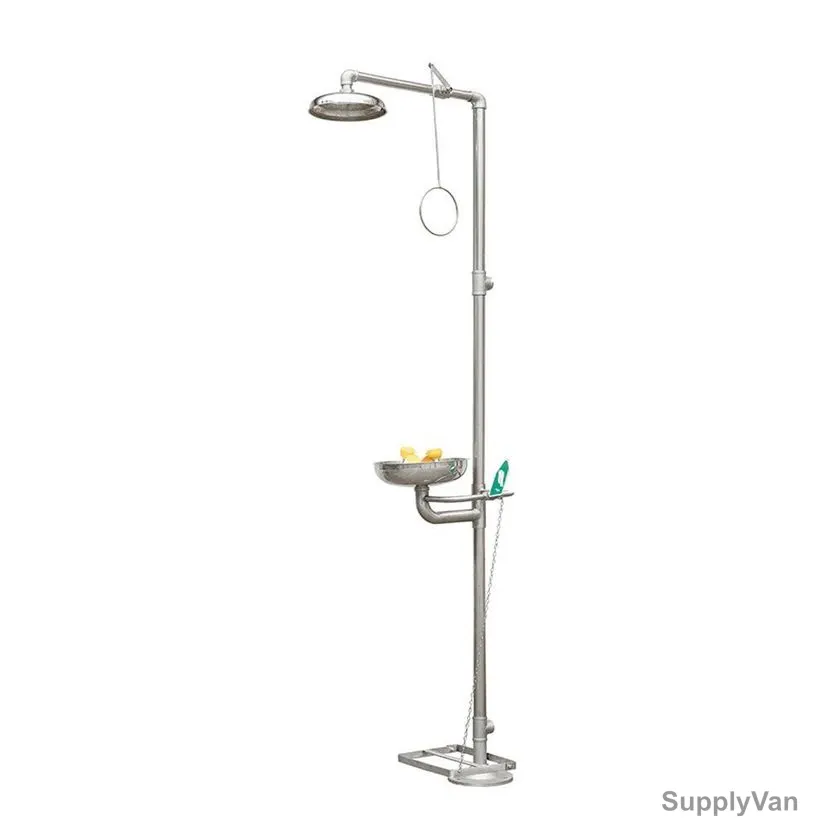 Matsuda Emergency Eye Wash Station With Safety Shower, SS-S100, Stainless Steel, Silver — image 1