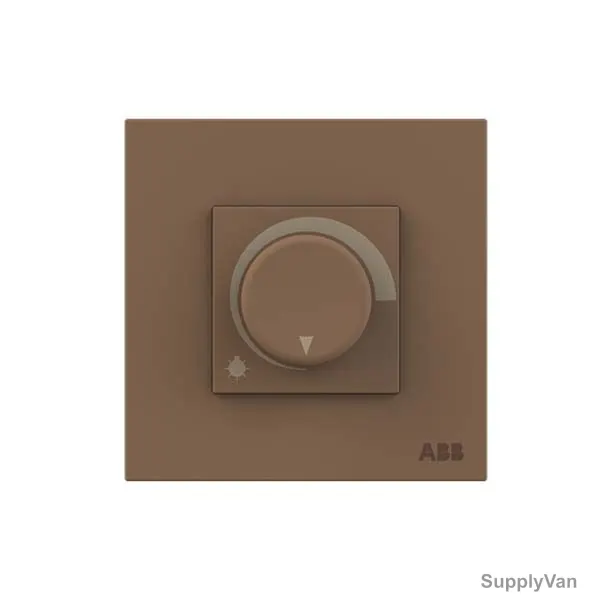 ABB Basic Rotary Dimmer With Frame, AM41344-MO, 1 Gang, 400W, Mocha Brown — image 1