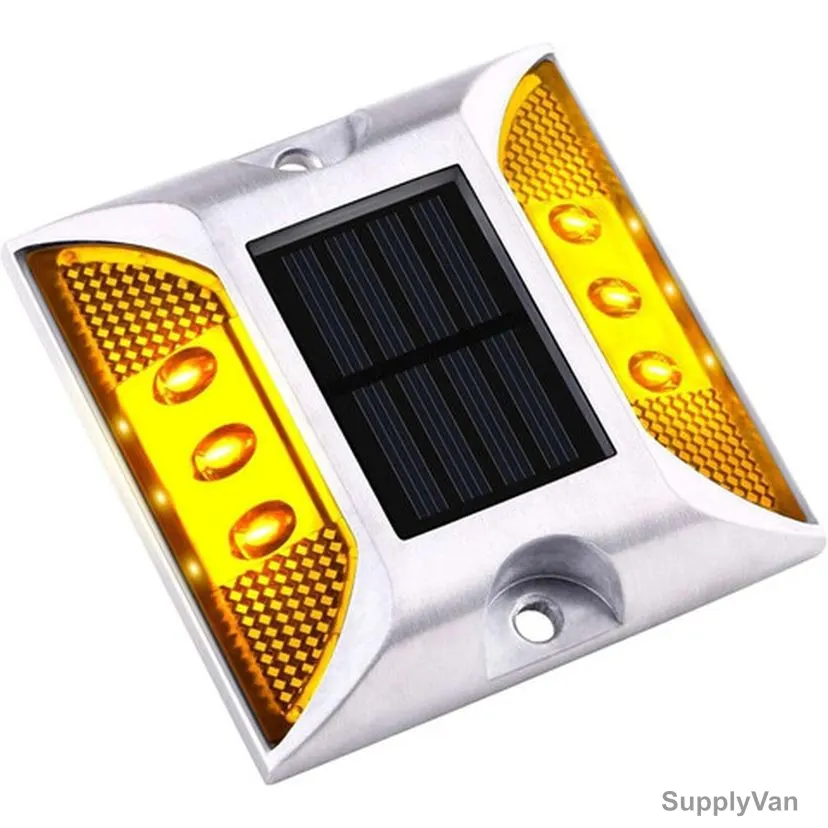 LED Solar Road Stud, Aluminium, 2.5CM Height x 10.5CM Width x 12.5CM Length, Yellow — image 1