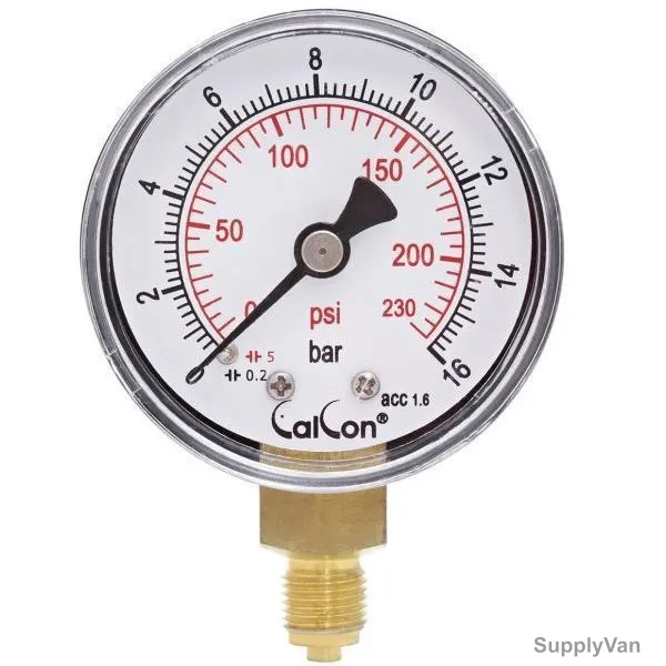 Calcon Pressure Gauge, CC10A, 50MM, 1/8 Inch, BSP, 0-16 Bar