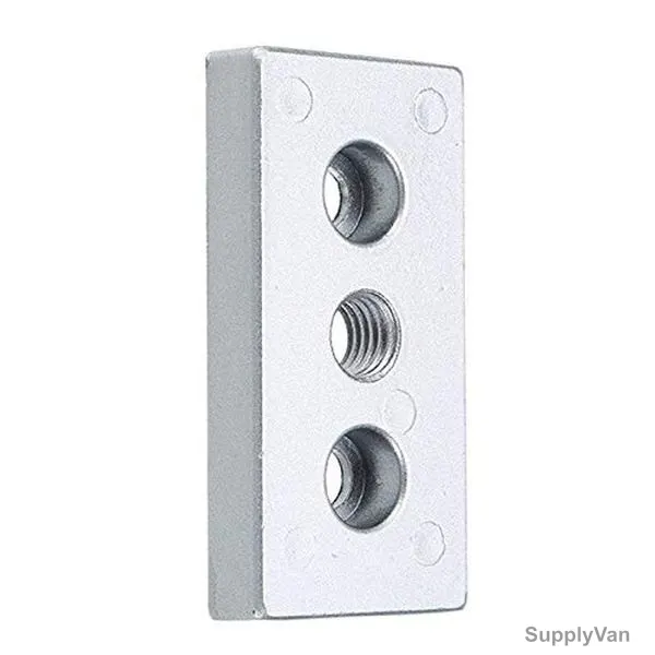 Extrusion Connecting Face Plate, 30 Series, 3 Hole, Aluminium, 30 x 60MM, PK2