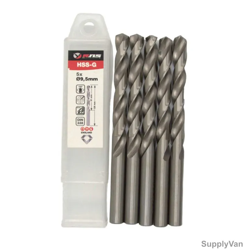 Rns HSS-G Twist Drill Bit, 4341, Eco, 9.5MM Dia, 5 Pcs/Pack
