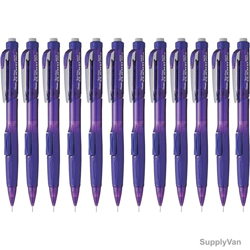 Pentel Twist Eraser Click Mechanical Pencil, PE-PD275T-V, 0.5MM, Violet, 12 Pcs/Pack