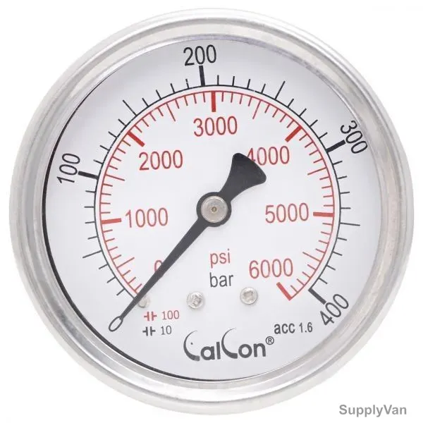 Calcon Pressure Gauge, CC10D, 63MM, 1/4 Inch, NPT, 0-400 Bar