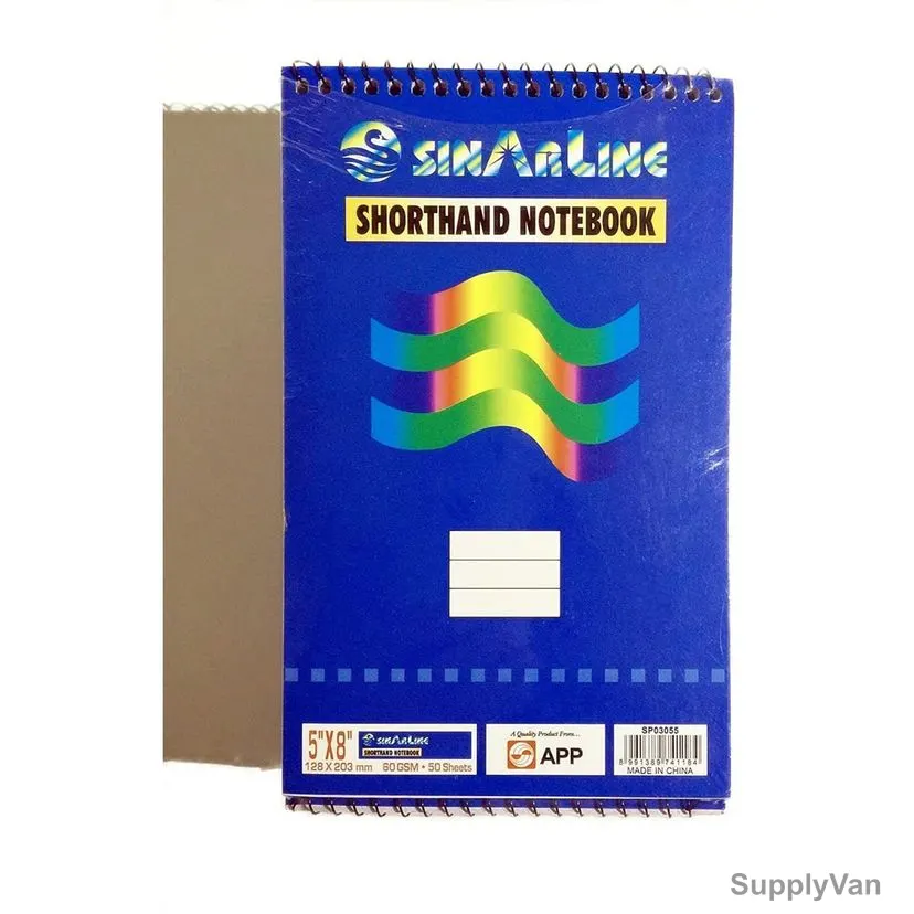 Sinarline Spiral Shorthand Pad, A5, 60 GSM, 70 Sheets, 5 x 8 Inch
