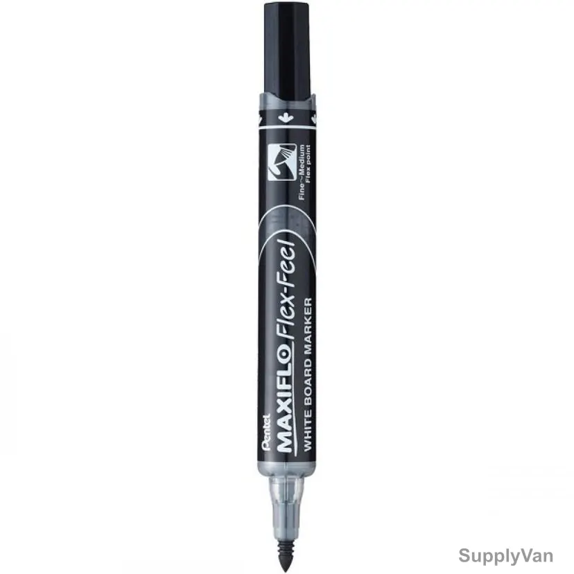 Pentel Flex-Feel White Board Marker, PE-MWL5SBF-A, Maxiflo, 4.0MM, Black, 12 Pcs/Pack