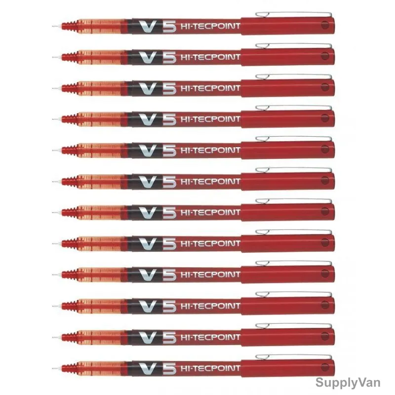 Pilot Rollerball Pen, BX-V5-R, Hi-Tecpoint, 0.5MM, Red, PK12