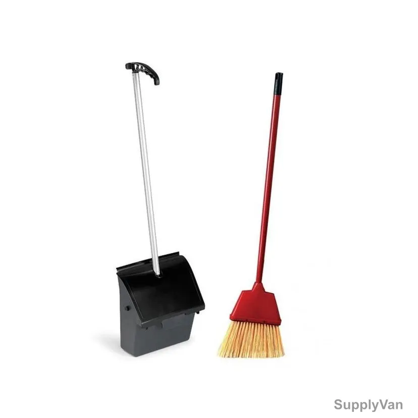 Filmop Upright Broom and Dustpan Set, DP37, Plastic, Black/Red
