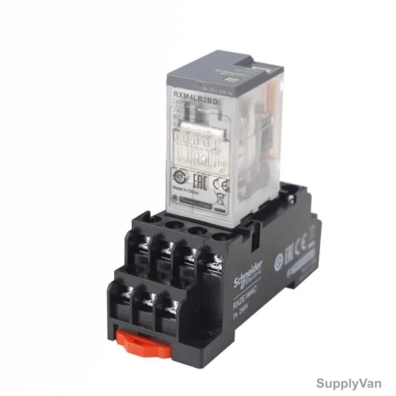 Schneider Electric Miniature Plug-In Relay With Socket, RXM4AB2BD+RXZE2M114M, 24VDC, 4 CO, 6A