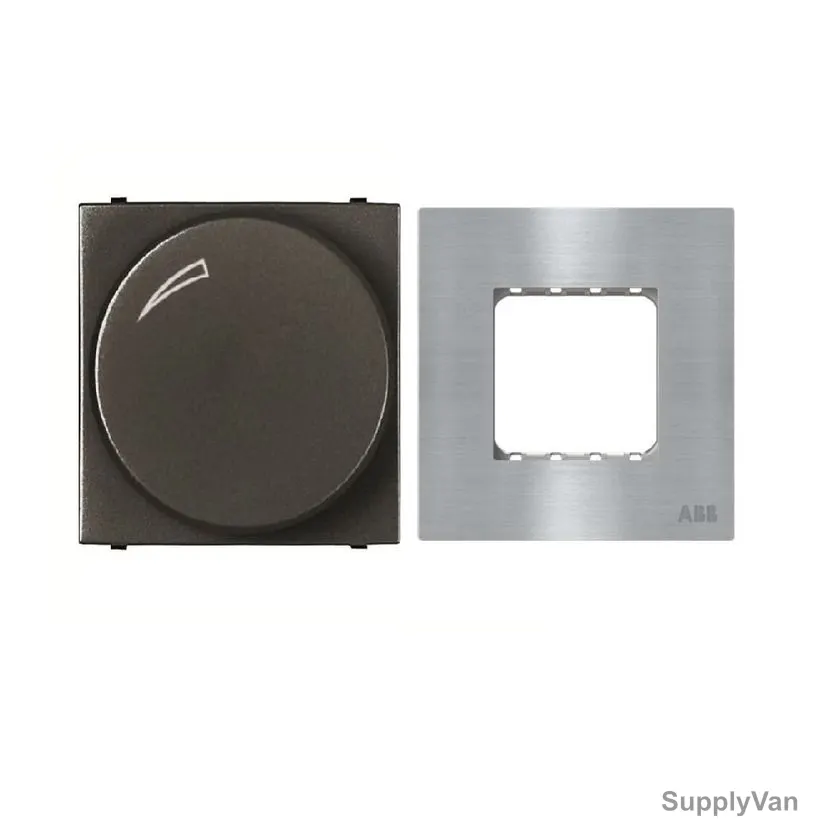 ABB Rotary Dimmer With Half/Double Rocker Frame, AMD60344-AN-plus-AMD5144-ST, Millenium, 1 Module, 1 Gang, 2 Pcs/Set — image 1