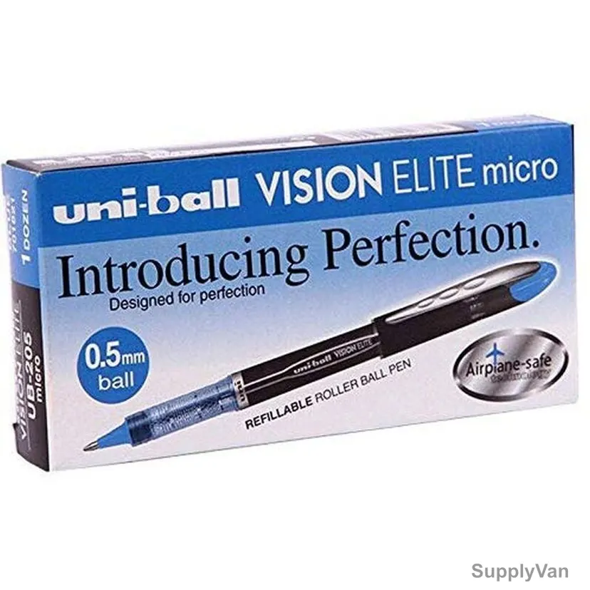 Uni-Ball Roller Ball Pen, UB205, Vision Elite, 0.5MM, Blue, 12 Pcs/Pack