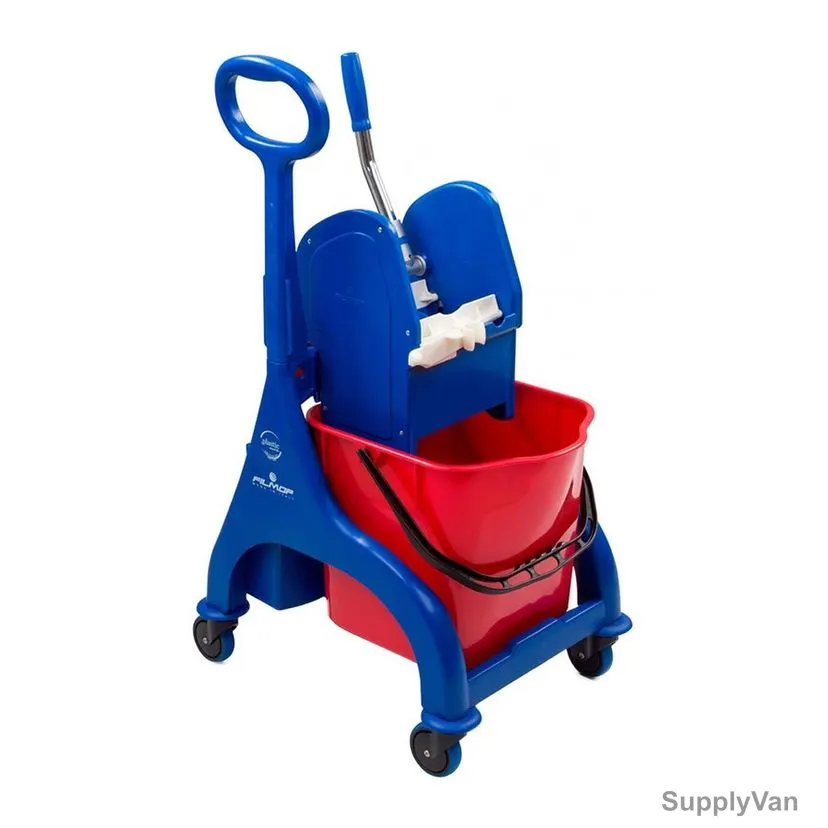 Filmop Bucket Mop Trolley With Grip, BT20, 25 Ltrs, Blue/Red