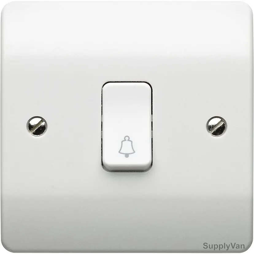 Mk Single Pole Bell Push Switch, K4878BWHI, Logic Plus, Thermoset Plastic, IP4X, 1 Gang, 2Way, 10A, White