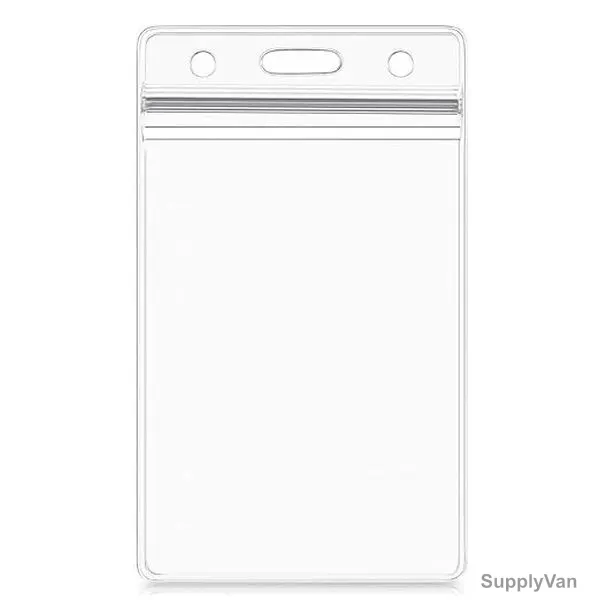 Vertical Soft ID Card Holder With Zipper, Plastic, 55MM Width x 85MM Length, Clear