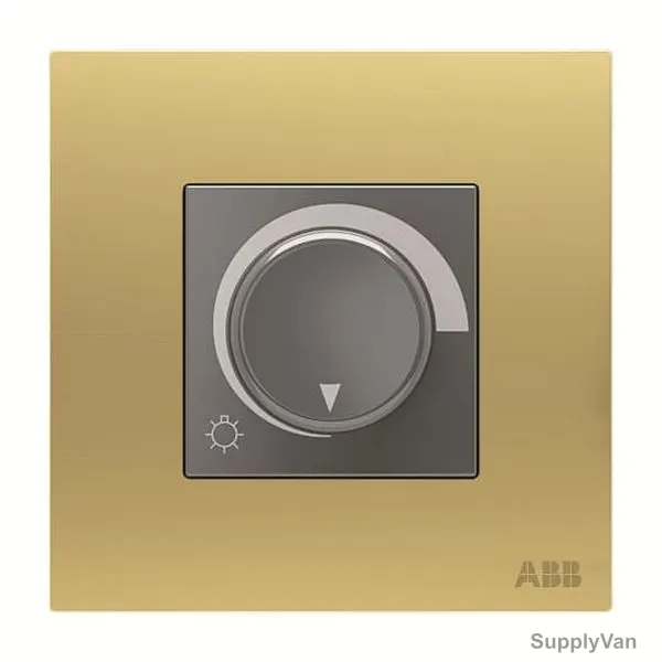 ABB Basic Rotary Dimmer With Frame, AM41344-MG, 1 Gang, 400W, Matt Gold