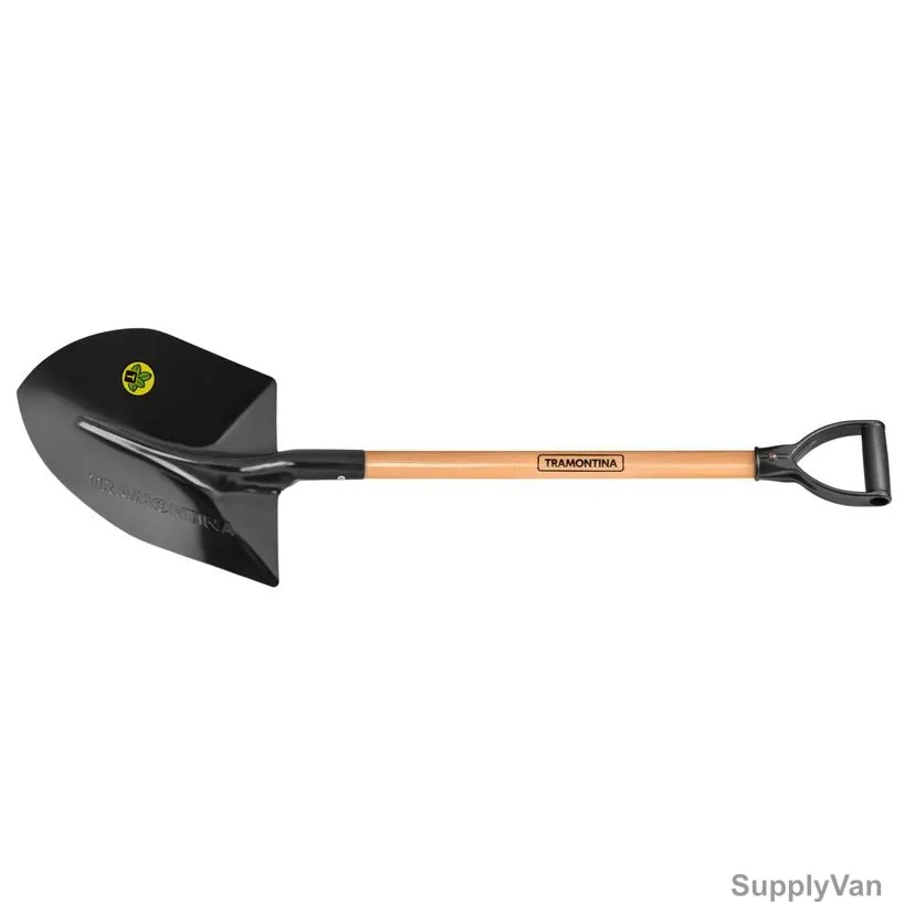 Tramontina Round Mouth Shovel With 71CM Wood Handle, 77459444, Black — image 1