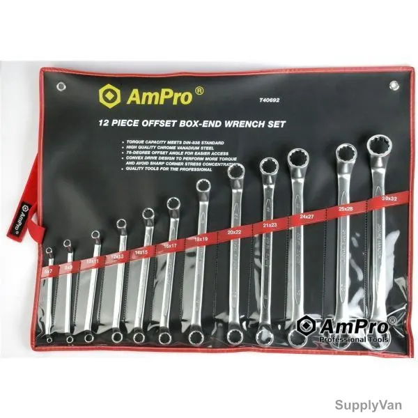 Ampro Ring Spanner Set, T-40692, 12PCS