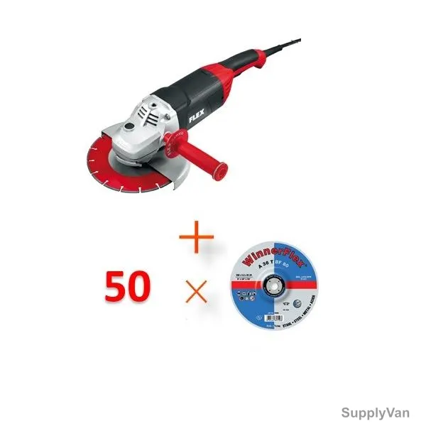 Flex Angle Grinder With 50 Pcs 9 Inch Metal Cutting Discs, L-21-6-Set, 2100W — image 1
