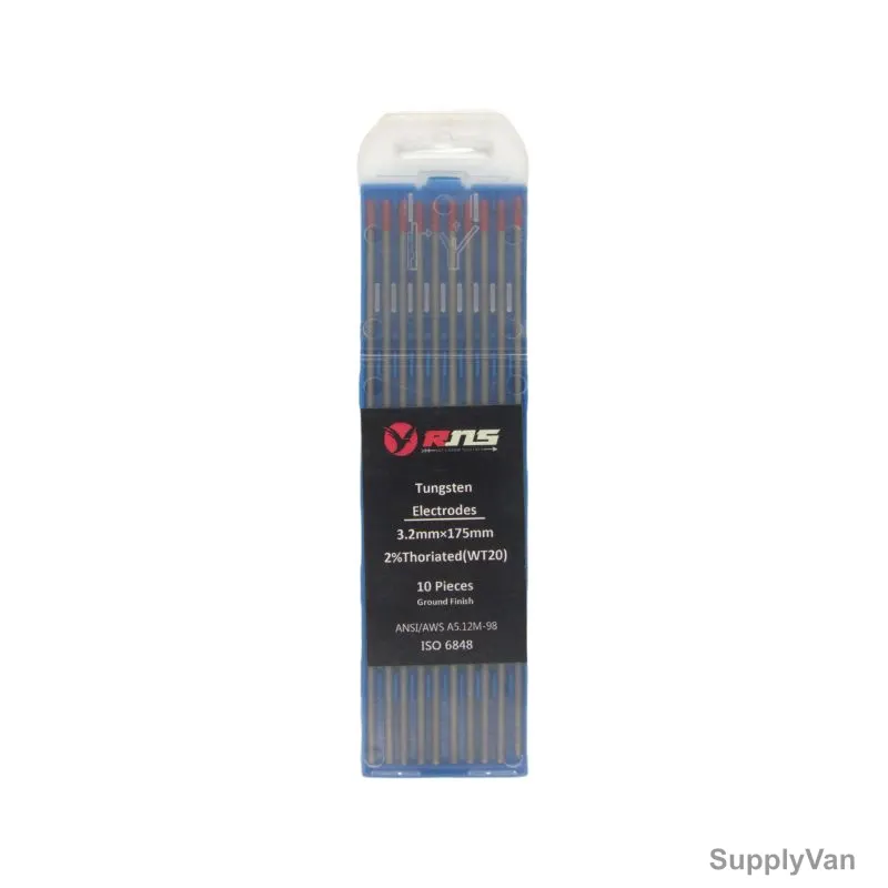 Rns WT20 Thoriated Tungsten Electrode, 3.2MM Dia x 175MM Length, Red, 10 Pcs/Pack — image 1