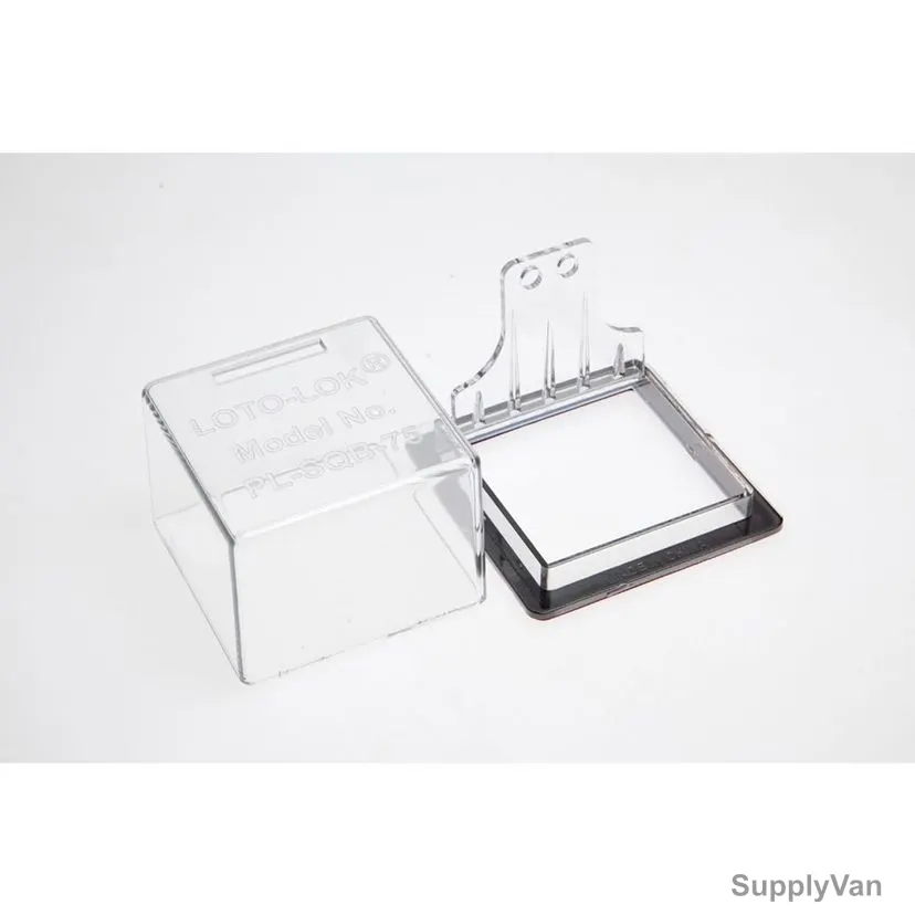 Loto-Lok Push Button Panel Lockout, PL-SQB-75, Polycarbonate, 58 x 75MM, Clear