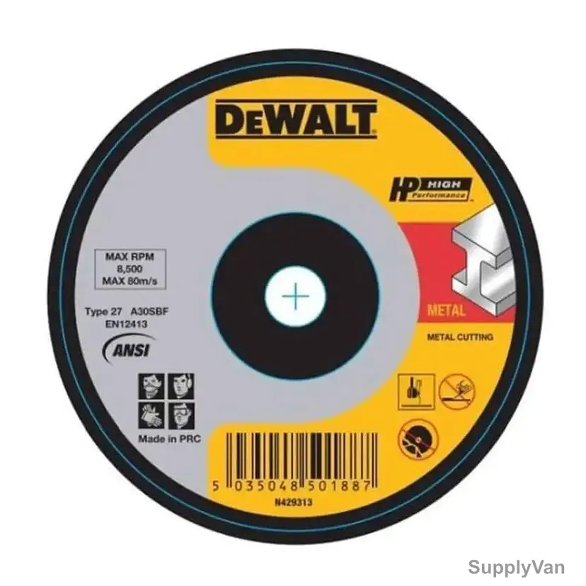 Dewalt Metal Cutting Wheel, DWA45221A-AE, 3MM Thk, 22.23MM Bore Dia x 125MM Disc Dia