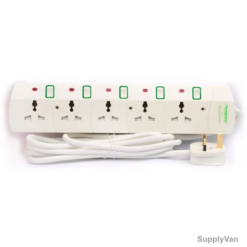 Terminator Universal Power Extension Socket, TPB-5G, 5 Way, 3 Mtrs, 13A