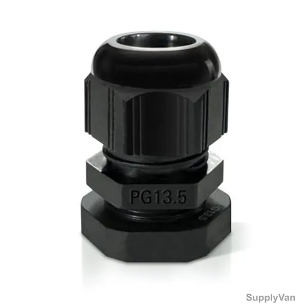 PVC Gland, PG-13.5, 6-12MM Cable Size, Black, 100 Pcs/Pack