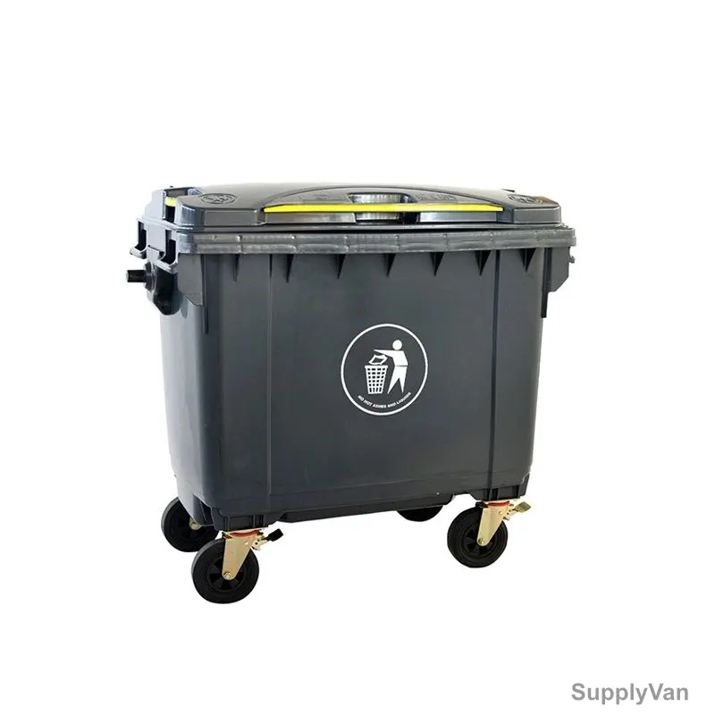 Brooks Waste Bin With Wheel, BKS-WB-336, HDPE, 660 Ltrs Capacity, Black
