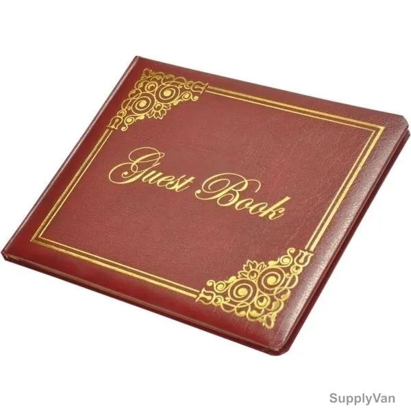 FIS Bonded Leather Cover Guest Book, FSCLGBBOMR, 260 x 215MM, 64 Pages, Maroon
