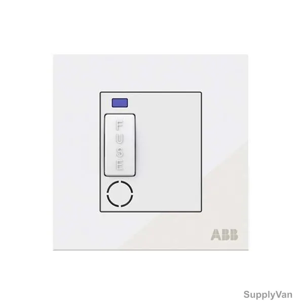 ABB Single Pole Spur Unit W/ Flex Outlet and LED, AM50853-WG, Millenium, 13A, 6kA, White Glass — image 1