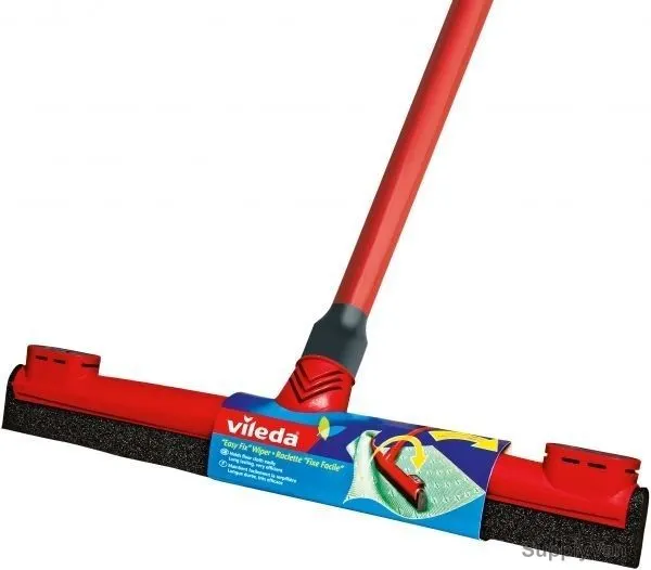 Vileda Easy Fix Floor Wiper With Stick, VLFC1000234A, Foam, 42CM, Red and Black