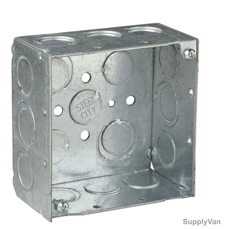 Decoduct Electrical Box, Galvanised Steel, 1 Gang, 3 x 3 Inch