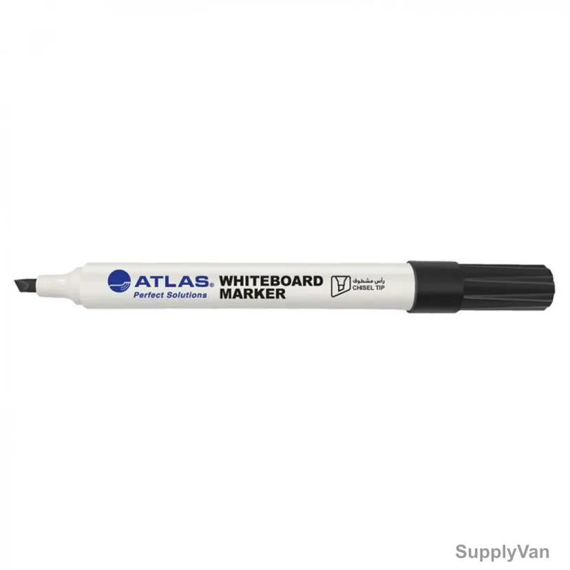 Atlas White Board Marker, AS-MW20-BK, 4.2-4.6MM Tip Size, Black, 12 Pcs/Pack