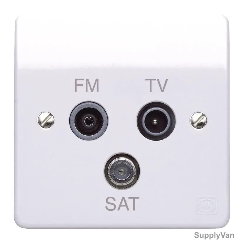 Mk TV/FM And SAT Socket Outlet, K3553WHI, Logic Plus, 1 Gang, 86 x 86MM, White