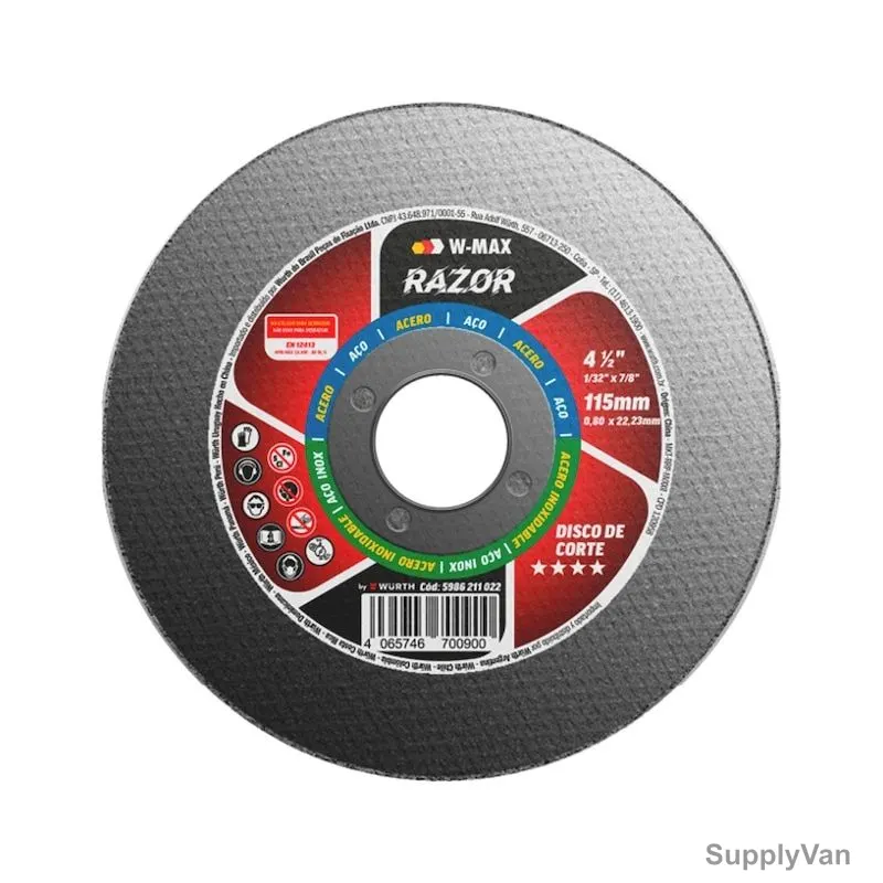 W-Max Cutting Disc, 5986211155, Razor, 1MM Thk, 22.23MM Bore Dia x 115MM Disc Dia