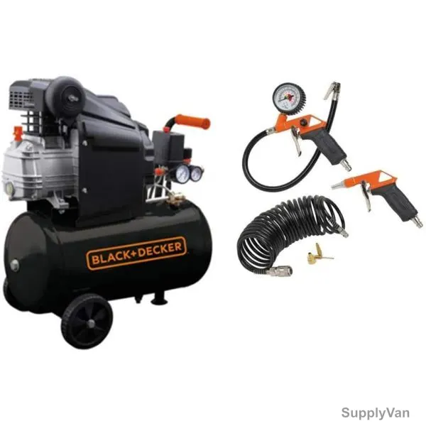 Black and Decker 24 Ltrs Air Compressor With 6 Pcs Air Tool Kit, BD205-24+KIT-6 — image 1