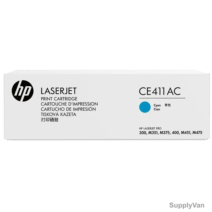 HP Contract LaserJet Print Toner Cartridge, CE411AC, 305A, 2600 Pages, Cyan