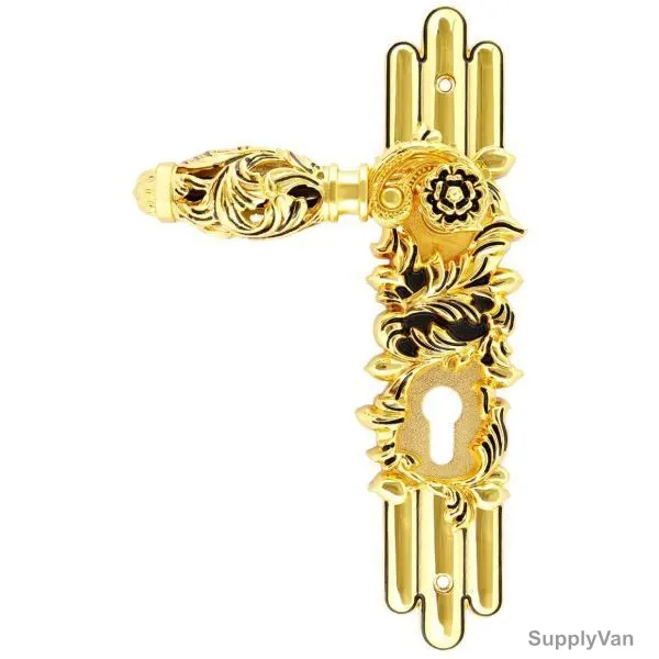 Apt Lever Handle With Lock, Gold, Brass