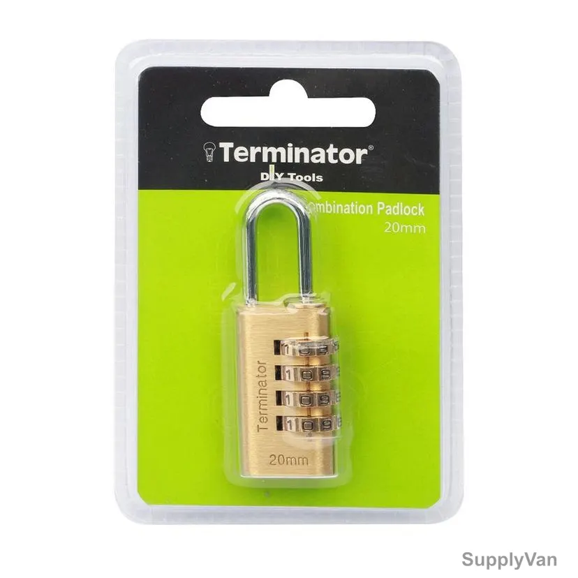 Terminator Combination Pad Lock, TPL-1220, Brass, 20MM — image 1