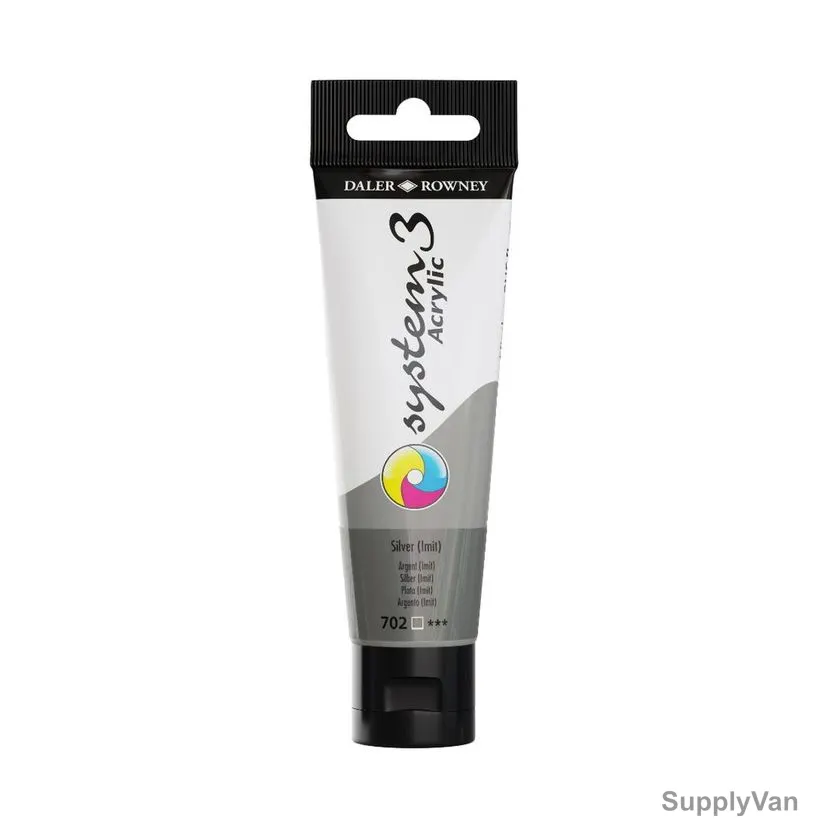 Daler Rowney System3 Acrylic Paint, 129059702, 59ml, 702 Silver Imit — image 1